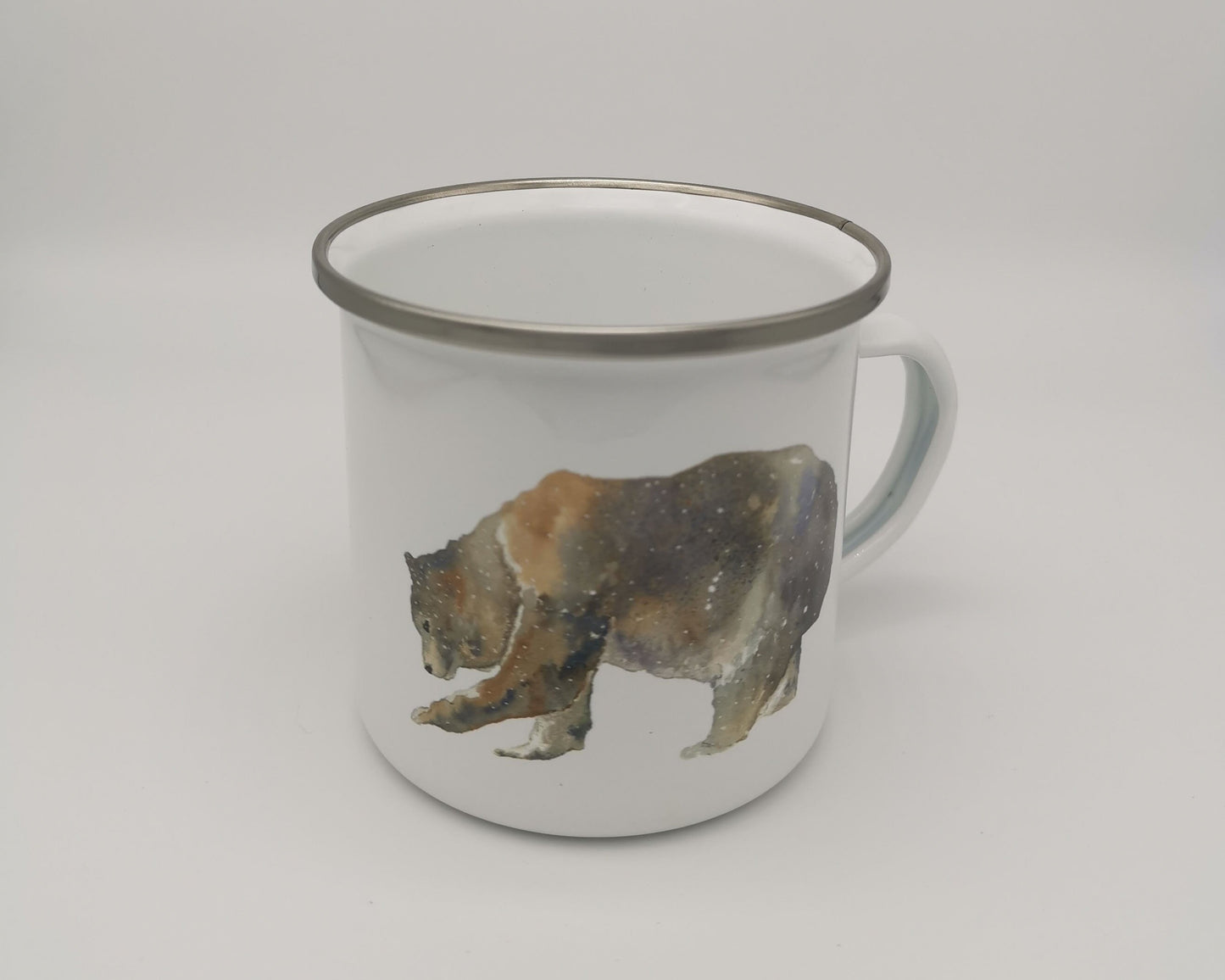 Brown Grizzly Bear enamel mug