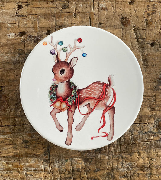 Ceramic vintage reindeer coaster