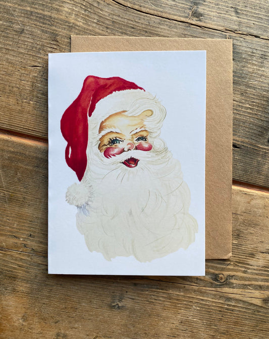 Vintage style Santa Christmas card blank greetings